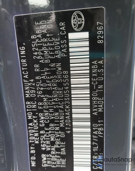 2025 Toyota Camry Xse from USA, damaged, VIN 4T1DAACK3SU545568